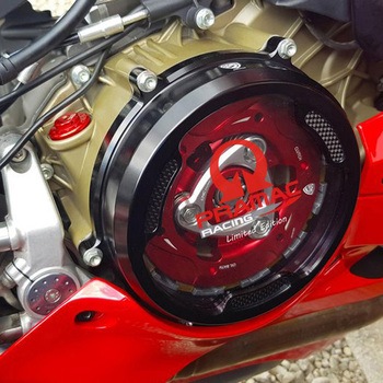 注文コード:64912534 クリアオイルバス クラッチカバー with カーボン fiber inlay for Ducati Panigale Pramac Racing Lim. Ed. ブラック CNC Racing (シーエヌシーレーシング)