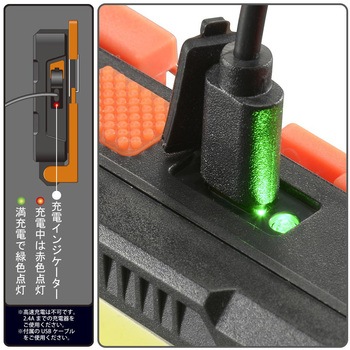 注文コード:65235095 USB充電式LEDマルチライト 400lm 調光3モード マグネット&カラビナ付 オーム電機