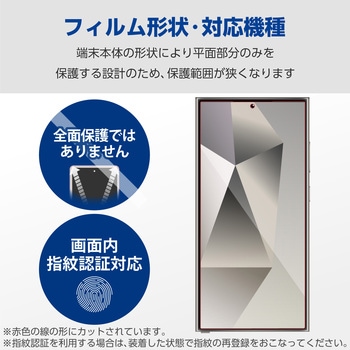 注文コード:65309958 Galaxy S24 Ultra (SC-52E) ガラスフィルム 指紋認証対応 高透明 強化ガラス 表面硬度10H 指紋防止 飛散防止 - エレコム