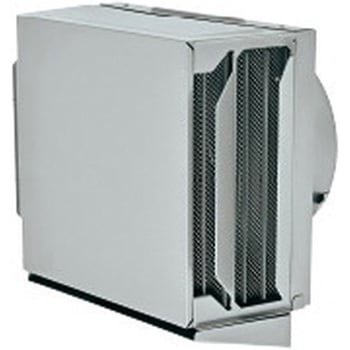 注文コード:65659600 SUS製 角形耐外風フード 縦ギャラリ FD72度 網10M 左右開口・前方吹き・ドレン皿付タイプ メルコエアテクノロジー(旧:メルコエアテック)