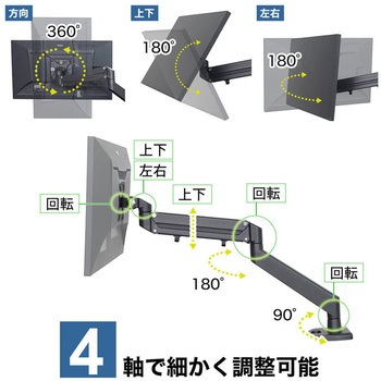 注文コード:65860780 モニターアームプレミアム(ガスショック式)シングルタイプ サンコー(電子機器)