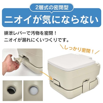 注文コード:65880511 ポータブル水洗トイレ 34.5×29.5×41cm 万方商事