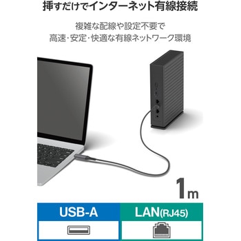注文コード:66294780 USB-A 有線LAN変換ケーブル 1Gbps対応 ドライバ不要 Gigabit イーサネット ノートPC/Nintendo Switch - エレコム