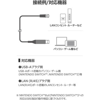 注文コード:66294780,66294789,66294798,66294807 USB-A 有線LAN変換ケーブル 1Gbps対応 ドライバ不要 Gigabit イーサネット ノートPC/Nintendo Switch - エレコム