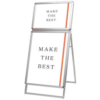 注文コード:66977148 ポスターグリップスタンド看板コンビ(屋外用) 片面シルバー ウエイトアーム・水タンクセット 常磐精工