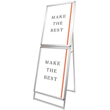注文コード:66977157 ポスターグリップスタンド看板コンビ(屋外用) 片面シルバー ウエイトアーム・水タンクセット 常磐精工