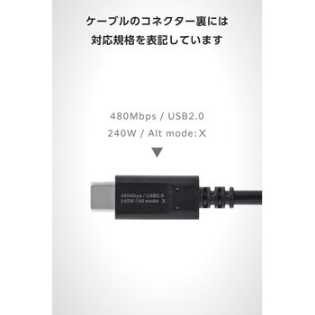 注文コード:68514620,68514656 240W PD EPR USB Type-C ケーブル eMarker 480Mbps - エレコム