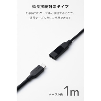 注文コード:68514690,68514699 電力表示ディスプレイ搭載 USB Type-C 延長ケーブル PD240W対応 USB-Cプラグ - USB-Cポート - エレコム