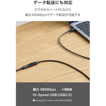 注文コード:68514690,68514699 電力表示ディスプレイ搭載 USB Type-C 延長ケーブル PD240W対応 USB-Cプラグ - USB-Cポート - エレコム