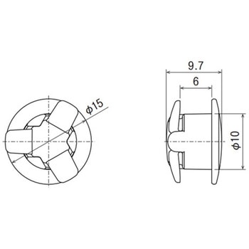 注文コード:69480470 ワンプッシュリベット(パンロック/10個)Φ6.0mm/10mm EA527CAシリーズ - エスコ