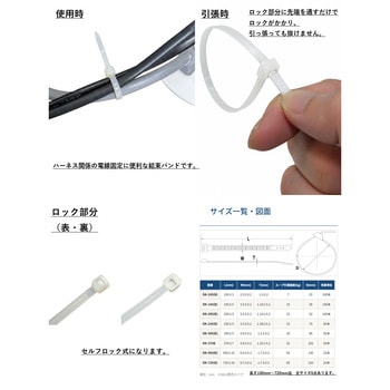 注文コード:70195598,70195616,70195634,70195659,70195677,70195695,70195713,70195738 普通結束バンド(白) - デンカエレクトロン