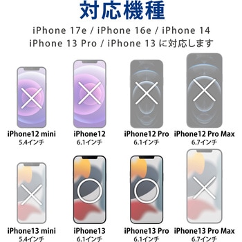 注文コード:71250184 iPhone 17e / 16e / 14 / 13 / 13 Pro ガラスフィルム 高透明 指紋防止 - エレコム
