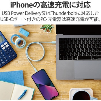 注文コード:73041509,73041518,73041527,73041536,73041545,73041554 ライトニングケーブル Type-C-Lightning 1m - エレコム