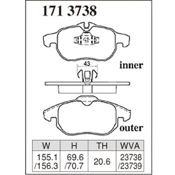 注文コード:73045806 ブレーキパッド(プレミアムタイプ) DIXCEL(ディクセル)