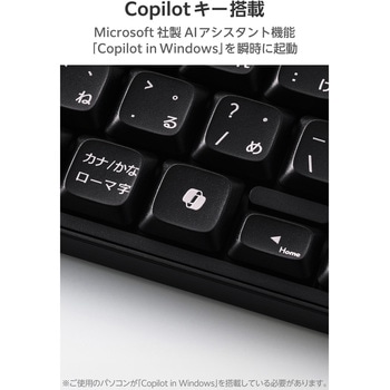 注文コード:73446400 ワイヤレスキーボード 静音 テンキー付き 2.4GHz無線 USBレシーバー(USB-A) 日本語配列 AI起動キー搭載 - エレコム