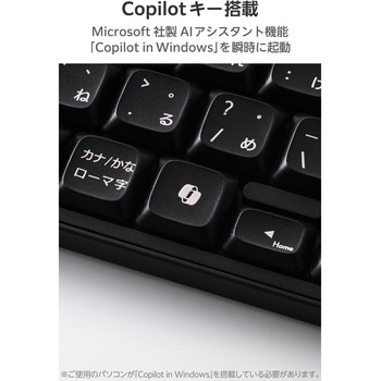 注文コード:73446409 ワイヤレスキーボード 静音 テンキーレス 2.4GHz無線 USBレシーバー(USB-A) 日本語配列 AI起動キー搭載 - エレコム