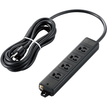 注文コード:73532498 延長コード 電源タップ 舞台・スタジオ照明用 3P 4個口 黒 マグネット付 抜け止め - エレコム