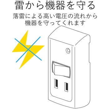 注文コード:74216284 電源タップ コンセント 2個口 2P 小型 雷ガード 個別スイッチ付 トリプルタップ 分配タップ - エレコム