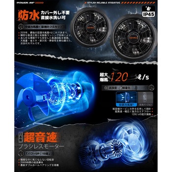 注文コード:75428188 空調冷風服セット(フード付フルハーネス対応ベストタイプウェア&36vバッテリーファン付き) - COVELL(コベル)