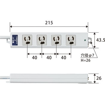 注文コード:76081932,76081923 電源タップ 延長コード 4個口 3P マグネット 固定用フック穴付 抜け止め 雷ガード LED付 工事用 RoHS OAタップ - エレコム