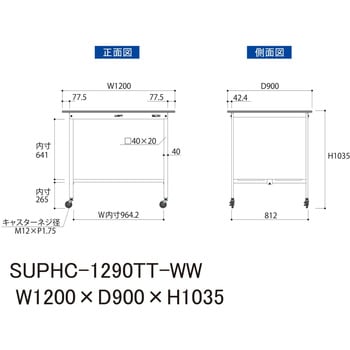 注文コード:76866564 軽量作業台/耐荷重128kg_移動式_全面棚付_ワークテーブル150シリーズ_低圧メラミン天板 山金工業