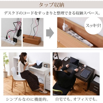 注文コード:77540323,77540339,77540348 シンプルデスク 2点セット キャスター付ワゴン すっきり配線収納 Friel