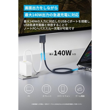 注文コード:79839290 Anker Nano USB-C & HDMI ケーブル (4K, 高耐久ナイロン, 140W) 0.9m - Anker(アンカー)