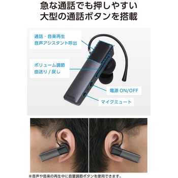 注文コード:80798071,80797958,80798001,80798010 Bluetoothヘッドセット 片耳 USB Type-C充電 Qualcomm cVc HD Voice マイクミュート マルチポイント - エレコム
