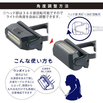 注文コード:81010950 電池式ウォーキングライト 首掛けタイプ IPX4 - オーム電機