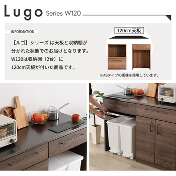注文コード:81283925 日本製 特殊鋼板を使った組み合わせキッチンカウンター【Lugo-ルゴ-】120cm 扉収納+ゴミ箱上カウンター - ホームテイスト