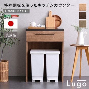注文コード:81284266 日本製 特殊鋼板を使ったキッチンカウンター【Lugo-ルゴ-】ゴミ箱上カウンター 60cm - ホームテイスト