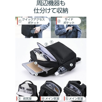 注文コード:81293707 リュック 13L 衝撃吸収 14インチPC対応 出張 通勤 小物整理ポケット付 撥水 バックパック ZEROSHOCK - エレコム