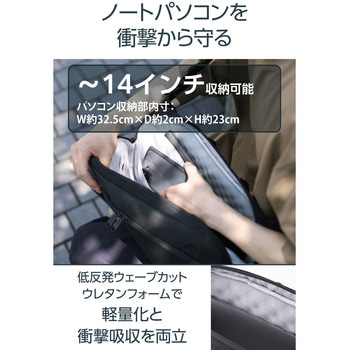 注文コード:81293811 メッセンジャーバッグ ショルダーバッグ 14インチPC対応 撥水 衝撃吸収 小物整理ポケット付 ZEROSHOCK - エレコム