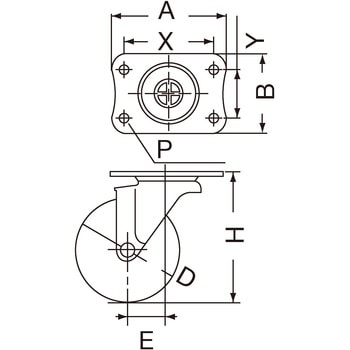 注文コード:81725038,81725187,81725275,81725686,81726359,81726411 サカエオリジナルキャスター ゴム車(自在プレート式/ストッパー無) - サカエ