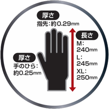 注文コード:81890116,81890098,81890125 プロテクガード ブラック クロス グリップニトリルグローブ - 日本製紙クレシア