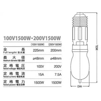 注文コード:82036206,82036319 冨士製 ハロゲンランプ 100V/200V 1.5KW - 冨士電球工業