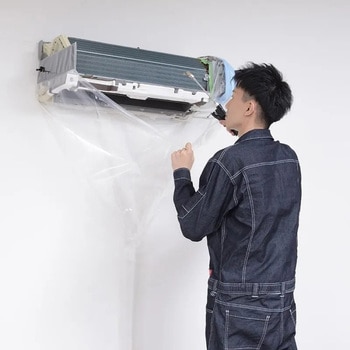 注文コード:82490558 壁掛用エアコン洗浄カバー ワイドタイプ 一般壁掛用 オープンカバー 排水ホース一体型 - エアコンカバーサービス