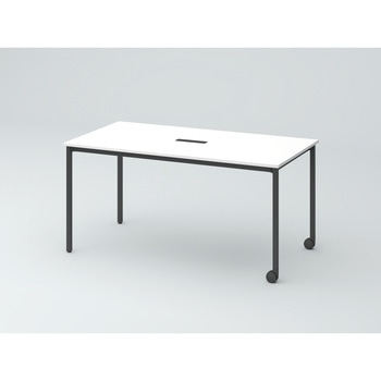 注文コード:82542086 オリゴテーブル ホワイトボード天板(配線キャップ) 角型 1500×750 4本角脚 片側キャスター<配送時組立サービス付> イトーキ