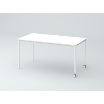 注文コード:82542095 オリゴテーブル ホワイトボード天板(配線キャップ) 角型 1500×750 4本角脚 片側キャスター<配送時組立サービス付> イトーキ