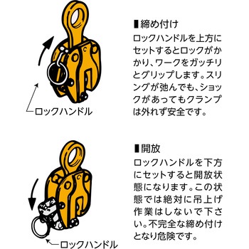 注文コード:82580700 タテ吊クランプ(ロックハンドル式) 基本使用荷重2t - スーパーツール