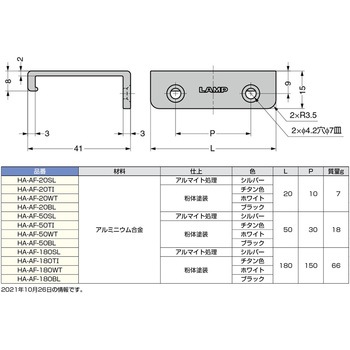 注文コード:82610215 アルミ押出ハンドル HA-AF - LAMP(スガツネ工業)