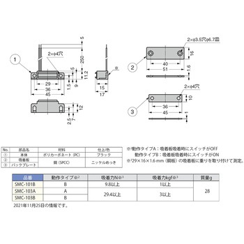 注文コード:82613329,82622201 シグナルマグネットキャッチSMC型 - LAMP(スガツネ工業)