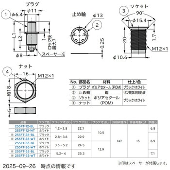 注文コード:82622919,82628939,82618859,82627146,82621038,82630339,82625859,82614851 カムロックファスナー 小型ボタンタイプ 樹脂製/省スペース仕様 - LAMP(スガツネ工業)