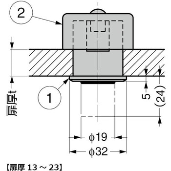 注文コード:82636429 ステンレス鋼製 プッシュつまみZL-1908 - LAMP(スガツネ工業)