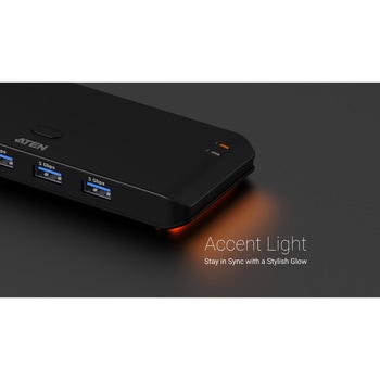 注文コード:82713490 PC3台用 USB3.2 Gen1切替器(5Gbps、4デバイス接続/TypeA共用ケーブル2本同梱) - ATEN