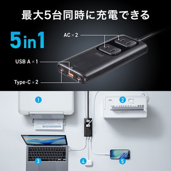 注文コード:82734280 電源タップ スリム PD100W対応 - サンワサプライ