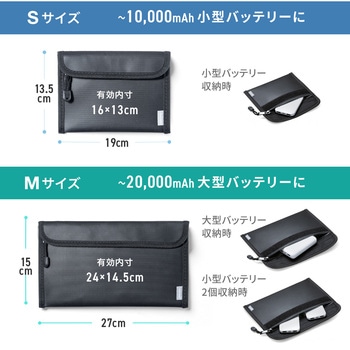 注文コード:82734596 難燃ポーチ モバイルバッテリー用 - サンワサプライ
