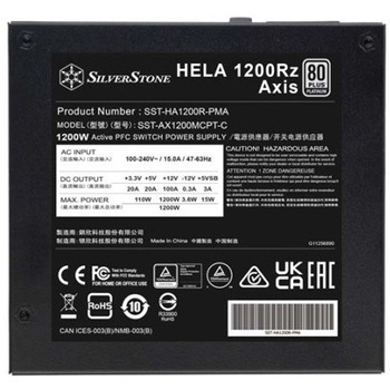 注文コード:82765475 SilverStone HELA 1200Rz Axis 80 PLUS Platinum 認証 1200W ATX 3.1 & PCIe 5フルモジュラーATX PSU - SILVER STONE(シルバーストーン)