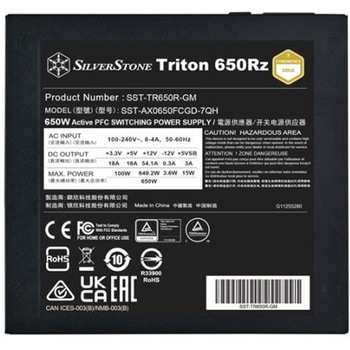 注文コード:82820486 SilverStone Triton 650Rz Cybenetics Gold 650W ATX 3.1 & PCIe 5フルモジュラーATX (PS2) PSU - SILVER STONE(シルバーストーン)