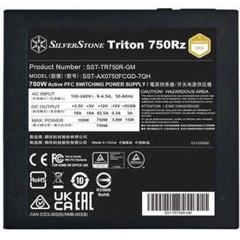 注文コード:82820495 SilverStone Triton 750Rz Cybenetics Gold 750W ATX 3.1 & PCIe 5フルモジュラーATX (PS2) PSU - SILVER STONE(シルバーストーン)